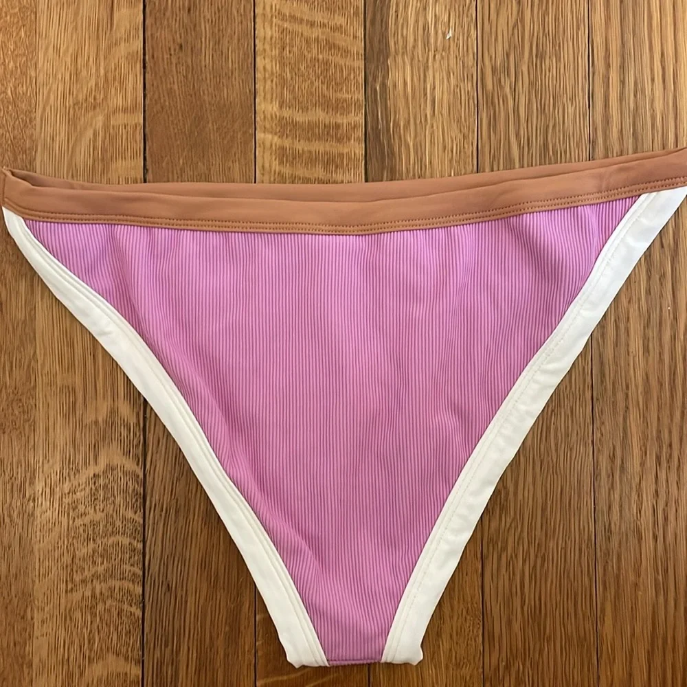 l*space Classic Swim Bottom Rosebud Cream Putty XL Ribbed Vacay NWT $79‎